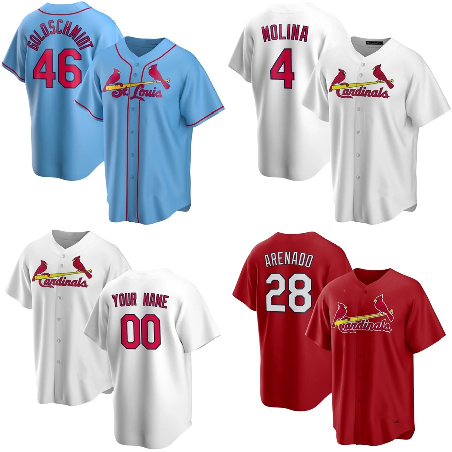 

Customize Men's St. Louis City Baseball Jersey Cardinal #28 Nolan Arenado #46 Goldschmidt Cheap White Stitched Cardinal Uniform