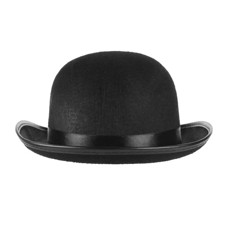 

Felt Black Red Derby Bowler Hat for Men Women Satin Lined Fashion Party Formal Fedora Costume Magician Hat