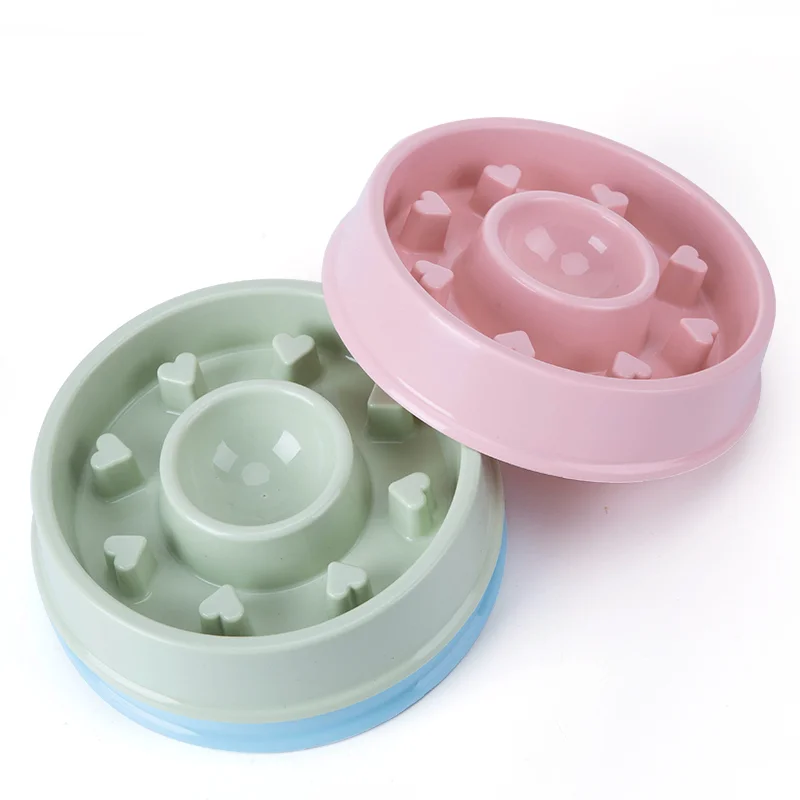 

Mini Heart Design Portable Slow Feeder Cat Dog Bowl Bottom Non-Slip Pet Bowl, Light blue,light green,pink