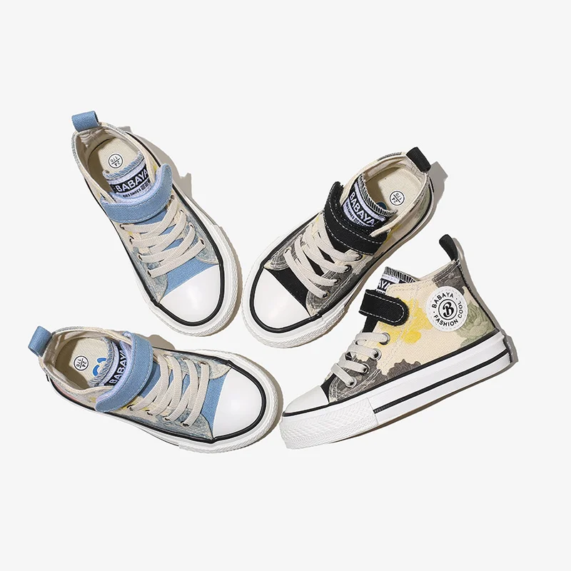 

21190 Fashion Summer Printed Kids Children Canvas Sneakers Shoes, Picture color