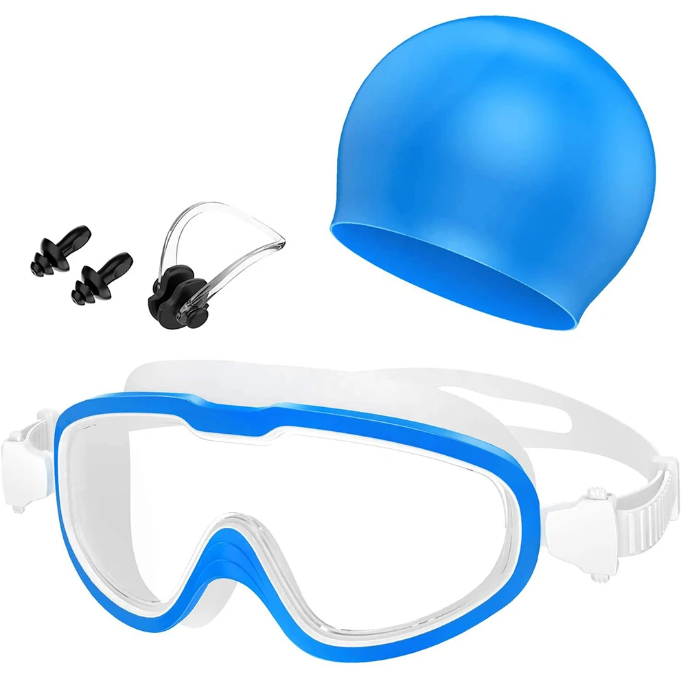 

Hot Selling Cheap Price Sport cap waterproof silicone swimming goggles swimming caps set, Custom color