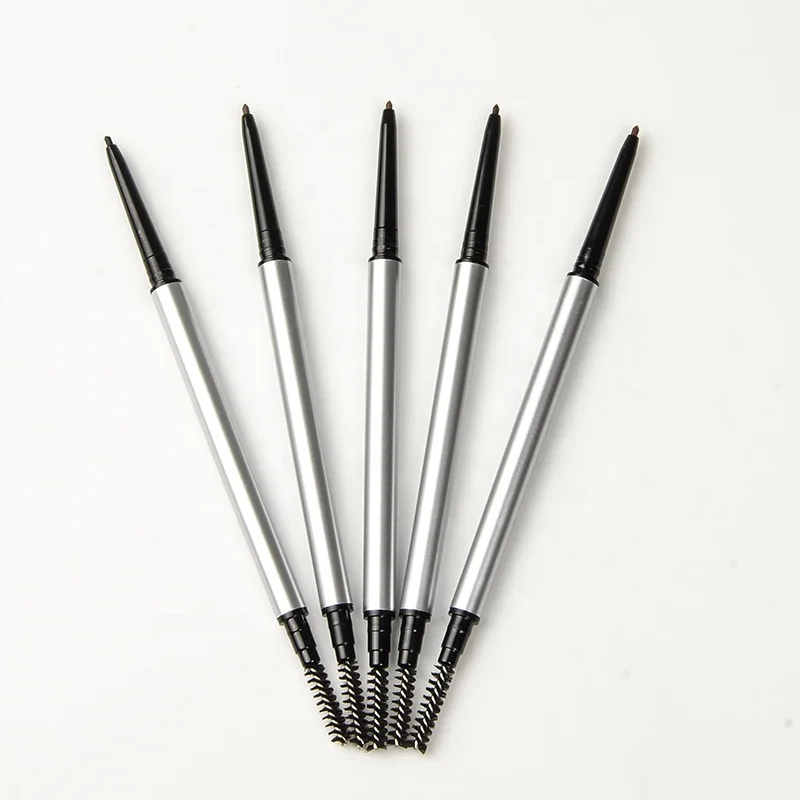 

privet label silver color 1.5mm slim mini vegan brow pencils with brush