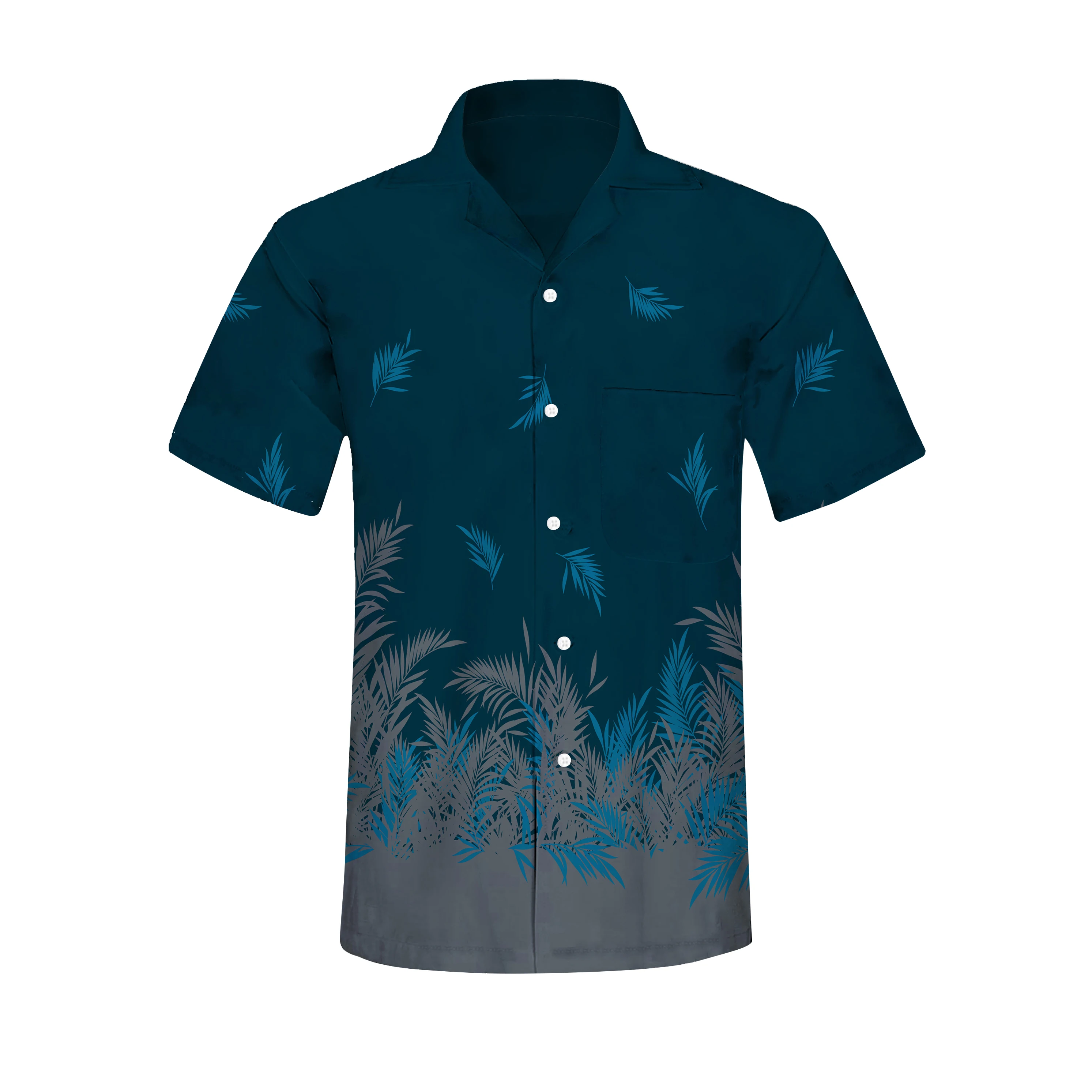 

2021 Custom Printing Button Up Beach Coconut Men Shirt Palm Printed Hawaiian Shirts Men For Vacation, Custom color
