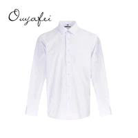 

New Arrival fashion single button twill polyester cotton solid white shirts men for wedding
