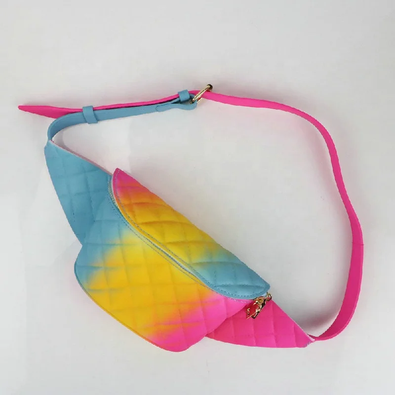 
New designer sports waist bag Diamond lattice utility jelly purse Fashion matte color fanny pack 