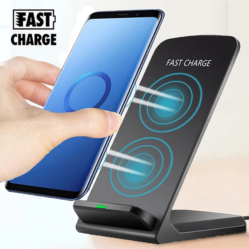 

2020 Best Amazon Sell H8 QI Fast charging Dual 2 coils 10W wireless mobile phone Quick charger holder station stand for iphone, Black ,white