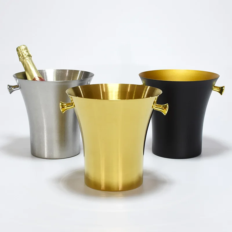 

Europen style stainless steel 5L luxury chiller bucket small pretty waist cooler colourful drink beer buffet wine ice bucket, Slivery/gold