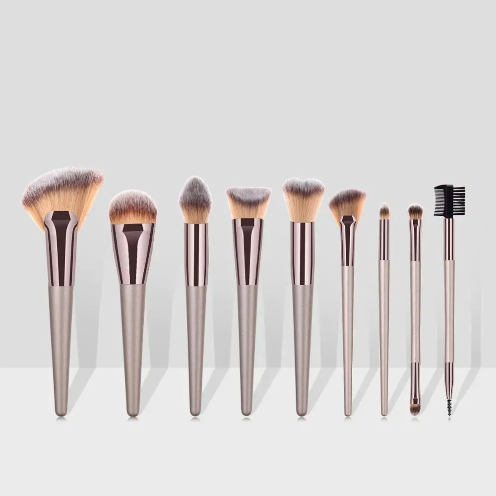 

Hot selling 2019 Champagne gold makeup brush set 10pcs Pincel Maquiagem vegan make up brushes Beauty Make for Artist
