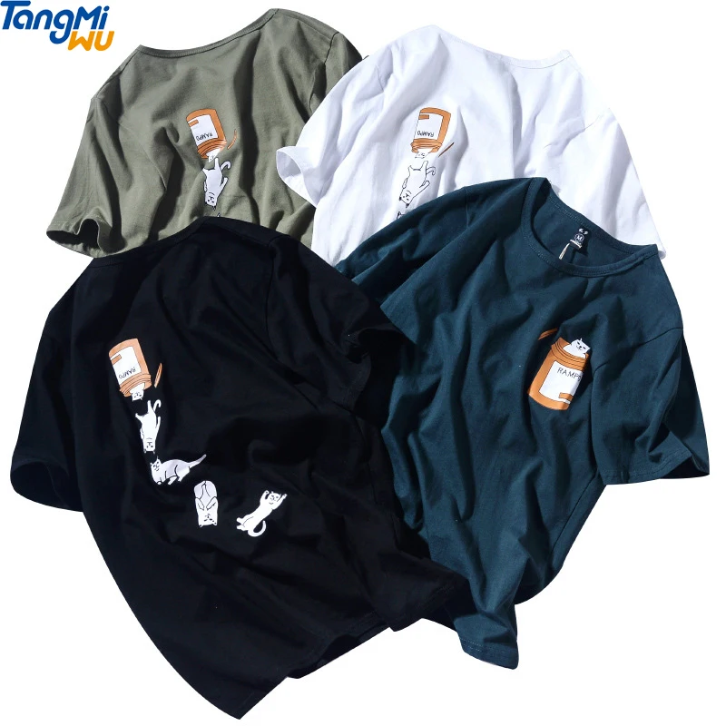 

Factory Custom cheapest men summer fashion loose cotton casual print cat cartoon t-shirt