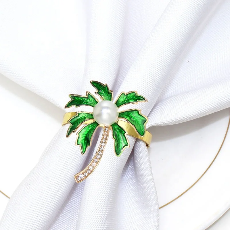 

High-quality Coconut Tree Napkin Ring For Bar Restaurant Hawaii Party Green Dinner Valentine's Day HWE90