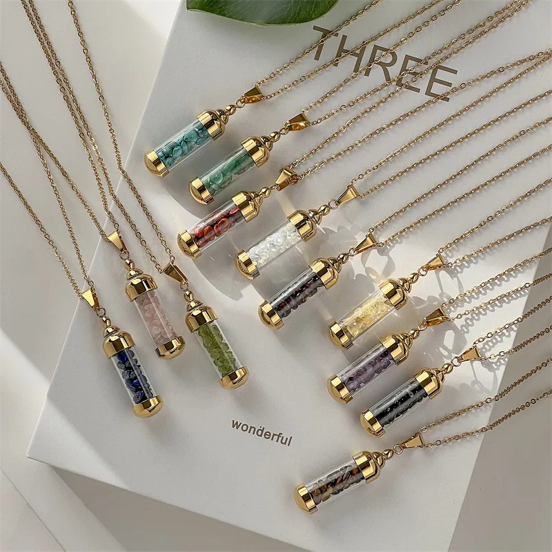 MIENTER crystal perfume bottle necklaces turquoise