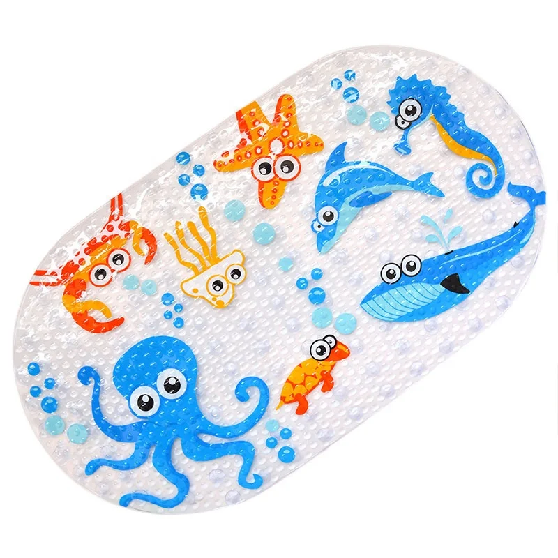 

Amazon Customized Cartoon Printing Anti Slip Baby Bath Tub Mat Plastic PVC Bath Mat Bathroom Floor Shower Bath Mat for Kids