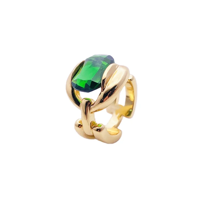 

Emeralds Ring 18K Gold Plated Natural Gemstone Female Jewelry Wholesale
