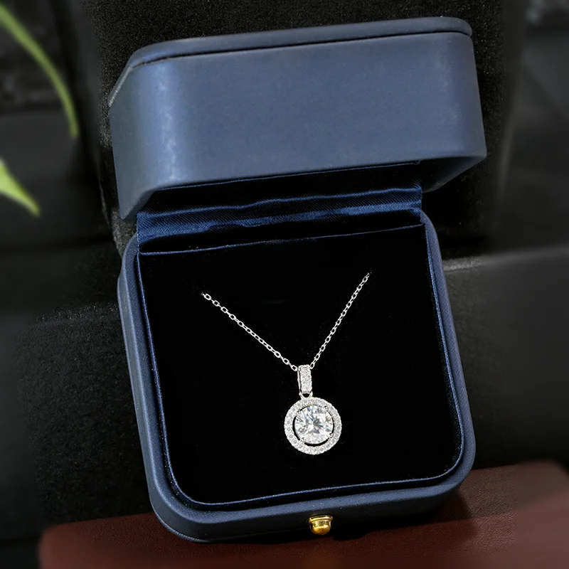 Wholesale Price Starsgem 1CT DEF VVS Round Brilliant Moissanite Gemstone S925 Plate White Gold Women Necklace Moissanite Jewelry