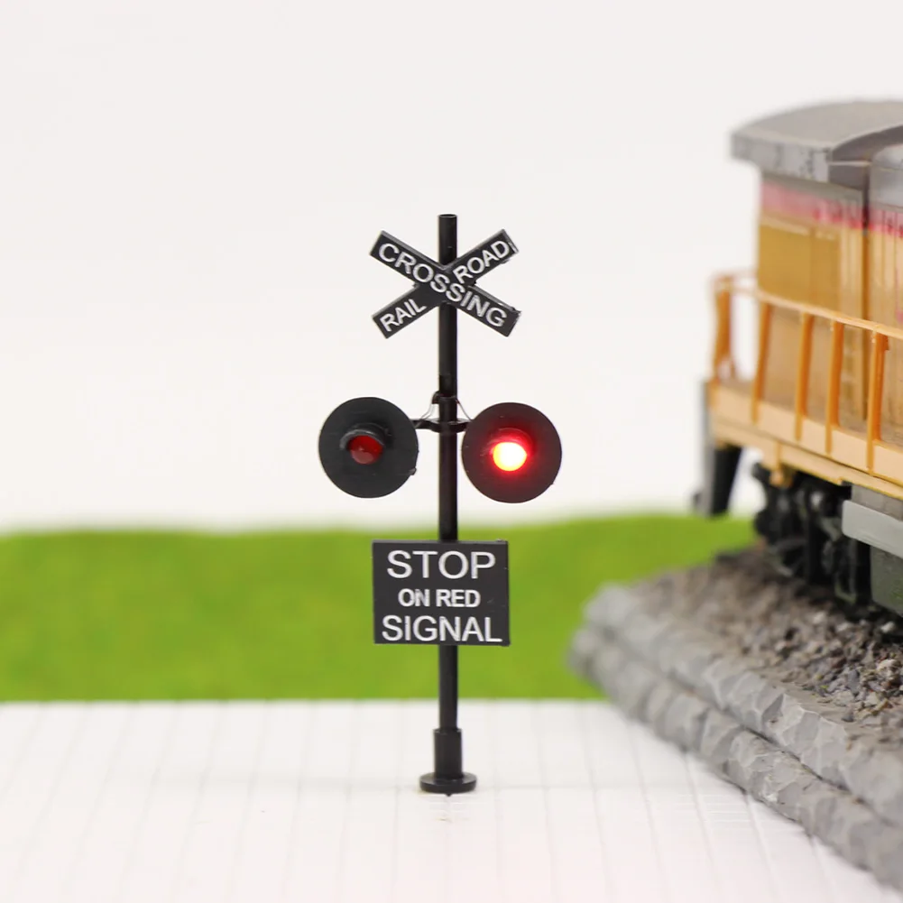 

JTD877R Model Train Railway HO Scale 1:87 Railroad Crossing Signals Lights LED Head Model Traffic Signal Lights