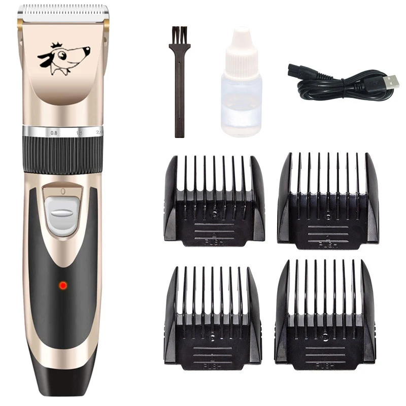 

Amazon Hot Sale USB Rechargeable Electric Dog Cat Pet Hair Trimmer Cutter Remover Grooming Clippers Shaver Kit Set Pet Clippers, Gold