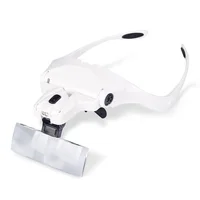 

Portable Head Wearing Magnifying Glass Lens Eyeglass Interchangeable Mount Bracket Headband Magnifier with 2 LED Lights 5 Lenses