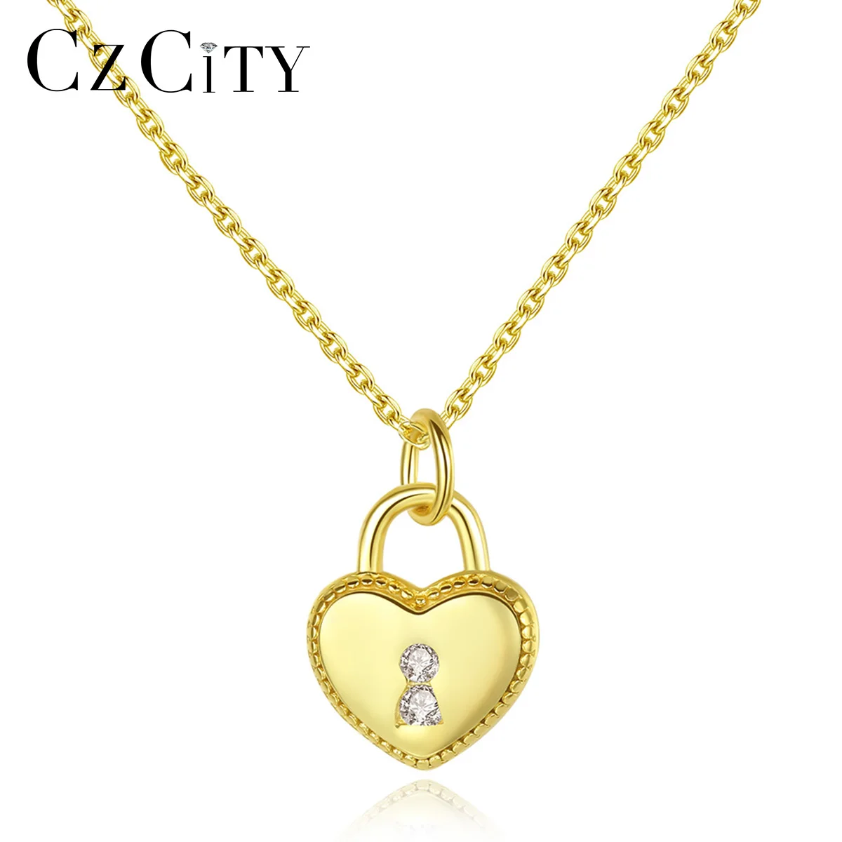 

CZCITY Lacie Heart Pendant Necklace for Women Sterling Silver 925 Chain Necklaces Jewellery