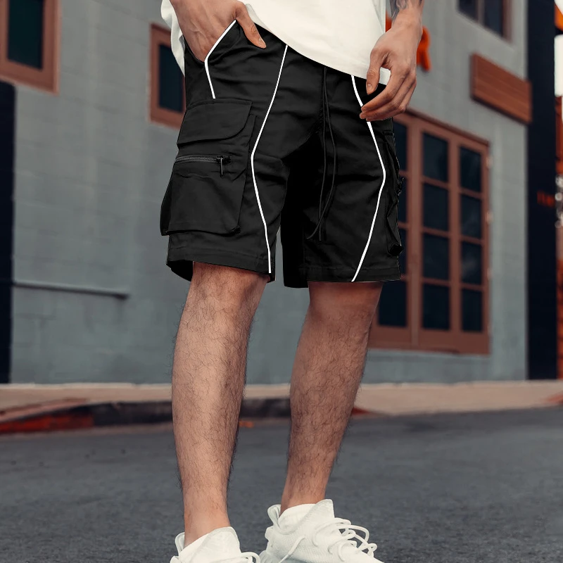 

QC Fashionable summer males wears drawstring pockets mens pants shorts cotton cargo shorts for men