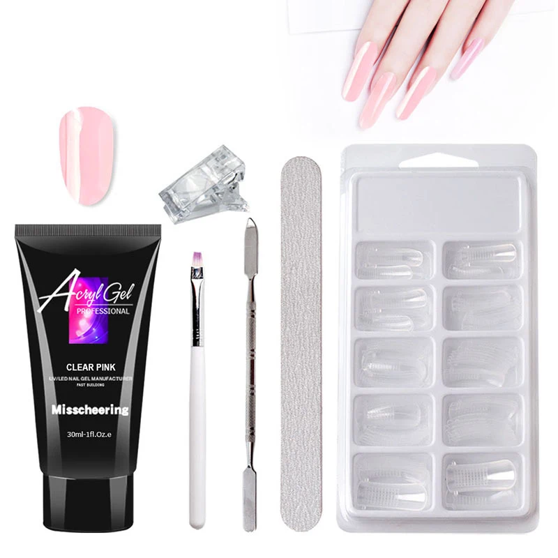 

6 Pcs/Set 30ml Clear White Pink Nude Quick Builder Finger Extension UV LED Nail Gel Poly Nail Gel Kits, 9 colors optional
