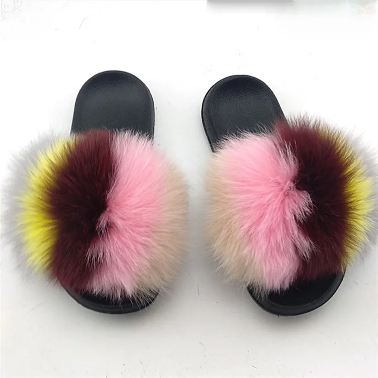 

2021 raccoon leather slippers real fur slippers leather slippers, Customized color