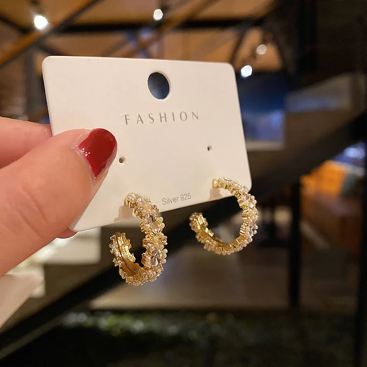 

fashion jewelry trendy crystal personalized hoop earrings
