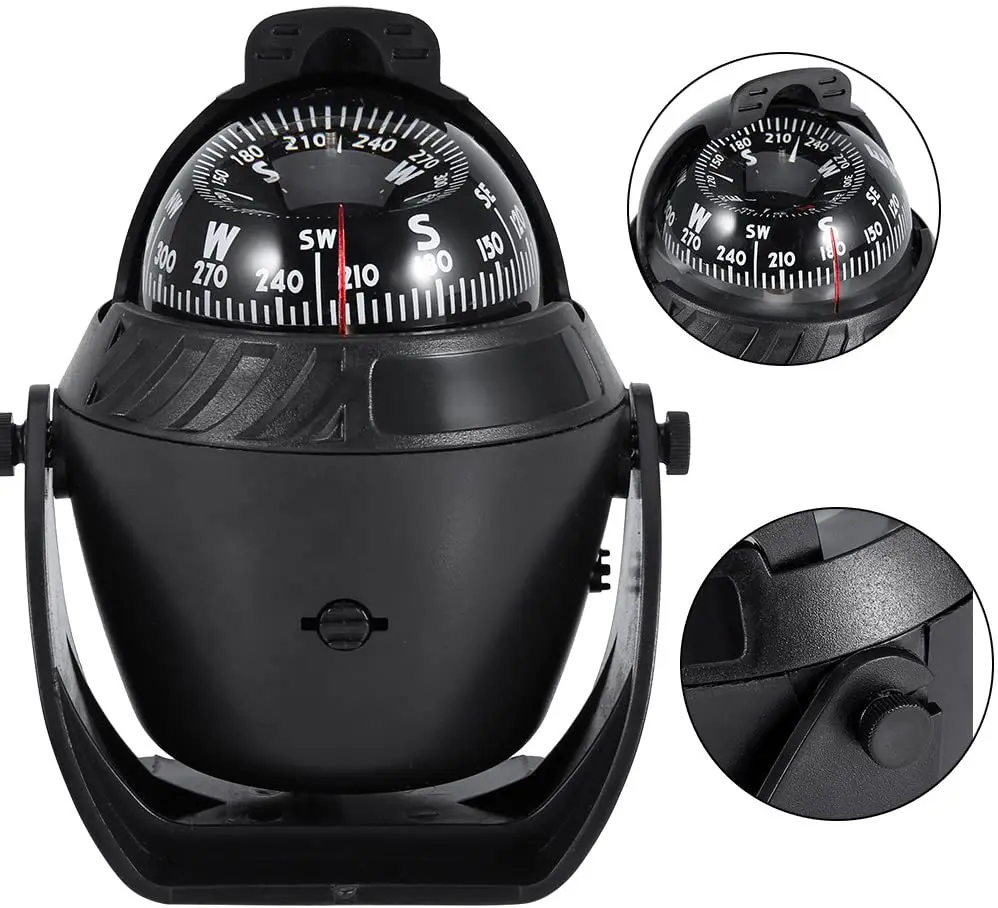 

wholesale nautical marine fishing boat compass with DC12V LED light for night view, Black