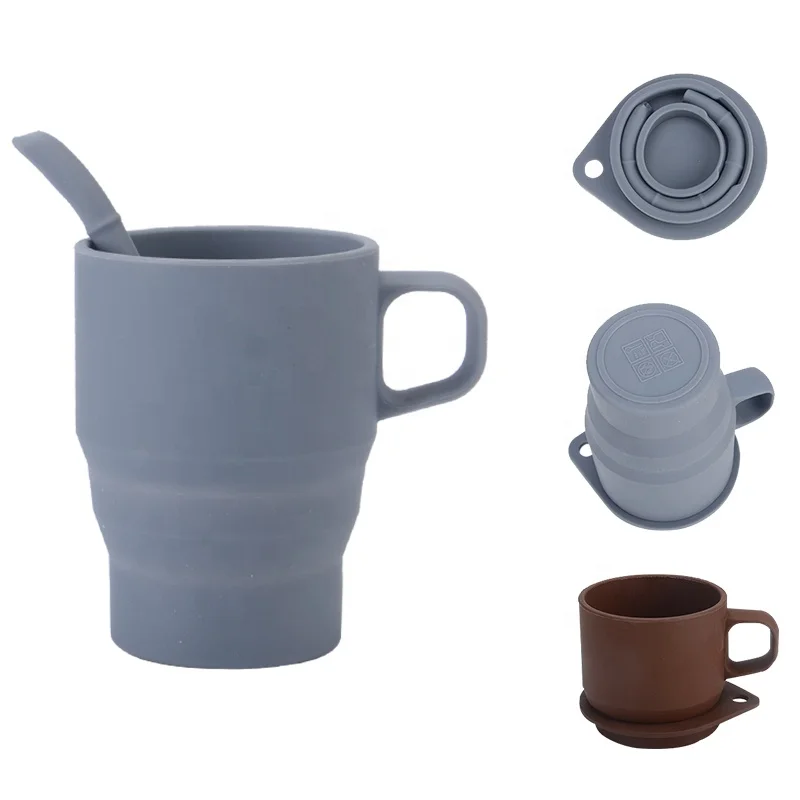 330ML Food Grade Silicone Cups Christmas Reusable Mug Folding Collapsible Coffee Cup Mugs With Straw Lid