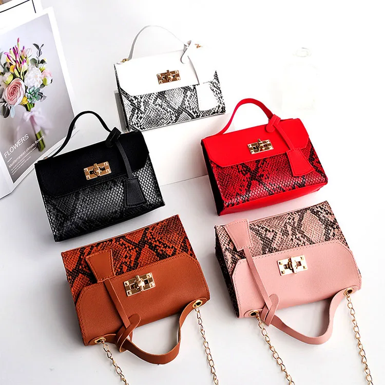 

AZB559 2022 New Snakeskin python exotic leather mini shoulder crossbody messenger bag chain strap mini purse bag, Various colors