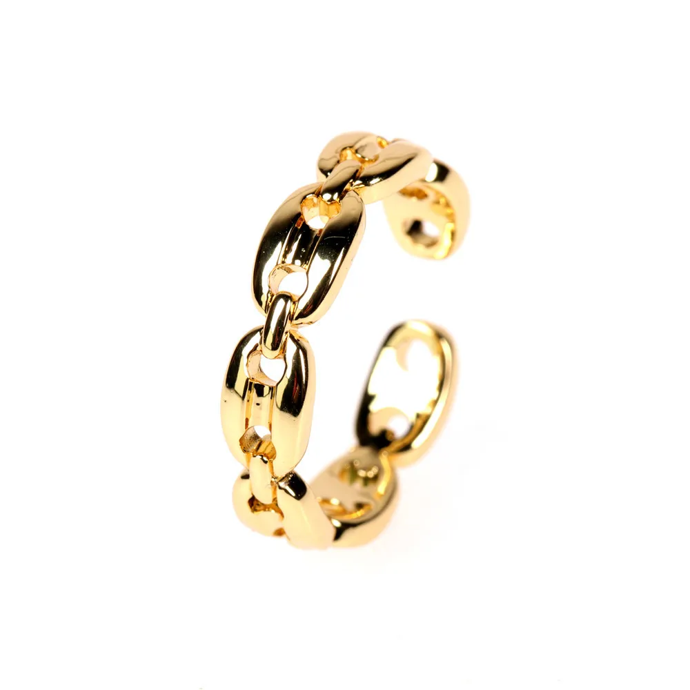 

High Quality Creative Pig Nostril Opening Ring 14K Gold Plated Irregular Pig Nose Finger Rings For Women Men, As picture