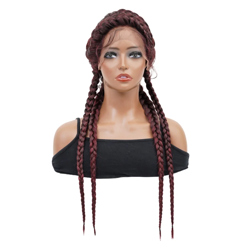 

Braided Lace Front Wigs With Baby Hair micro braided wigs for black women Cornrow Braid Synthetic Wigs perruque tressee