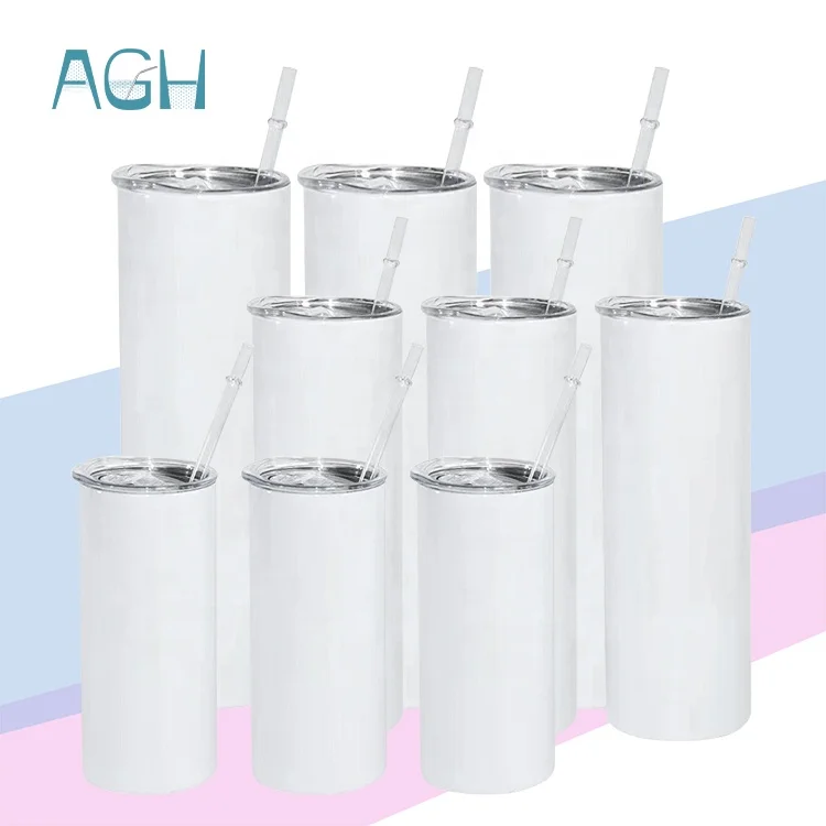 

Ready To Ship:Free Shipping USA Warehouse tumbler sublimation blanks straight skinny with plastic straw