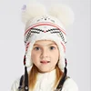 Kids Baby Unisex Winter Hats Double Fox Fur Pompom baby Hat Beanies For Children Thick Warm Lining Autumn hat Cap For Boys&Girls
