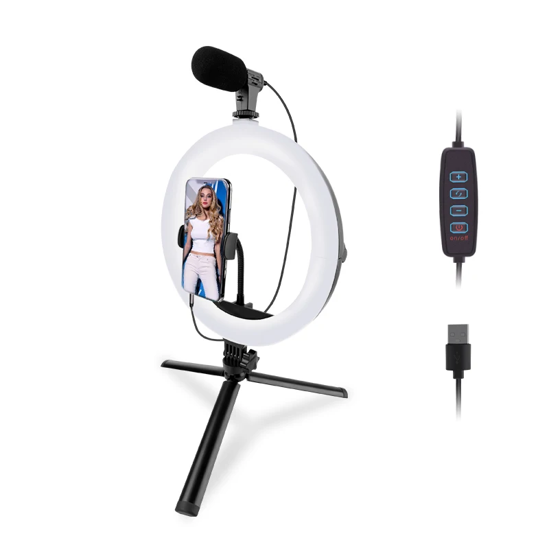 

10 inch folding ring light with tripod stand smartphone vlogging kit