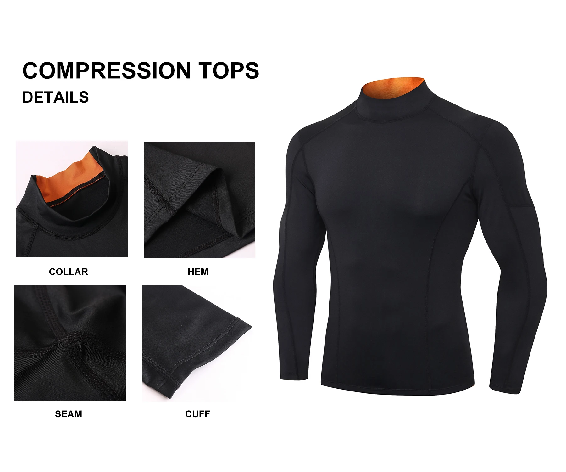 Mens Mock Turtleneck Compression Shirt 