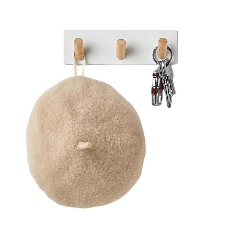 

JX-Multifunctional Nail-free Magnetic Hook Key holder Hat Hanger Mask 3M Tape door hook Foyer Wall-mounted Shelf, Natural