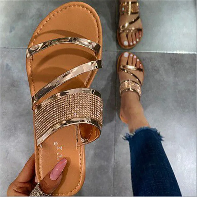 

2021 wholesale of women's flat shoes women's slippers open toe slippers sandals, Customed