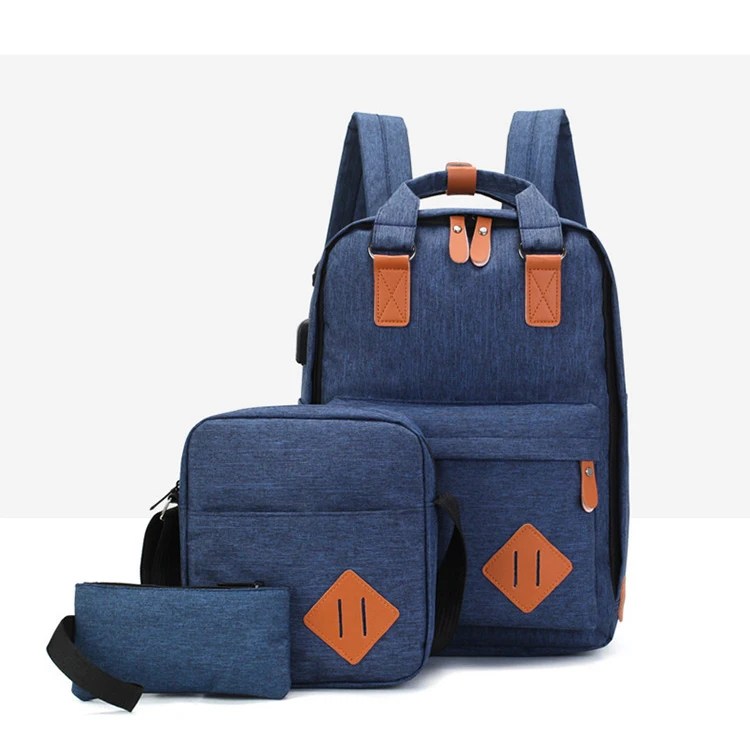

yx148803 Yoixin USB Charging 3 in 1 Canvas Ladies Backpack Bag Set Unisex Laptop Backpack For Travel Outdoor With Purse