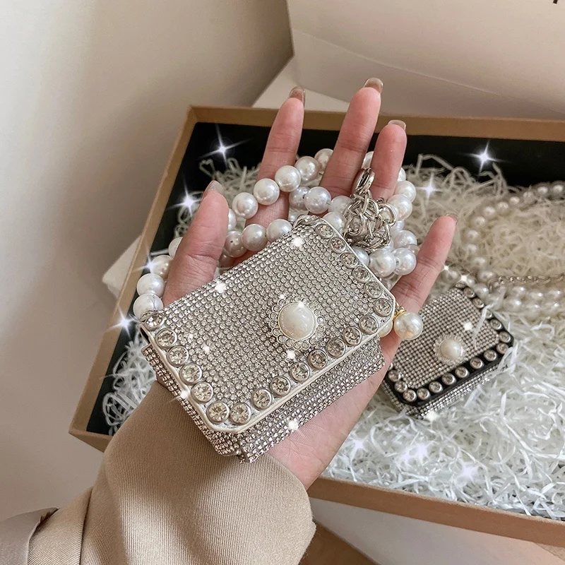 

JOYIE Purses Spring 2022 Rhinestone Purse Ladies Shoulder Sling Bag Silver Chains Luxury Handbags for Women