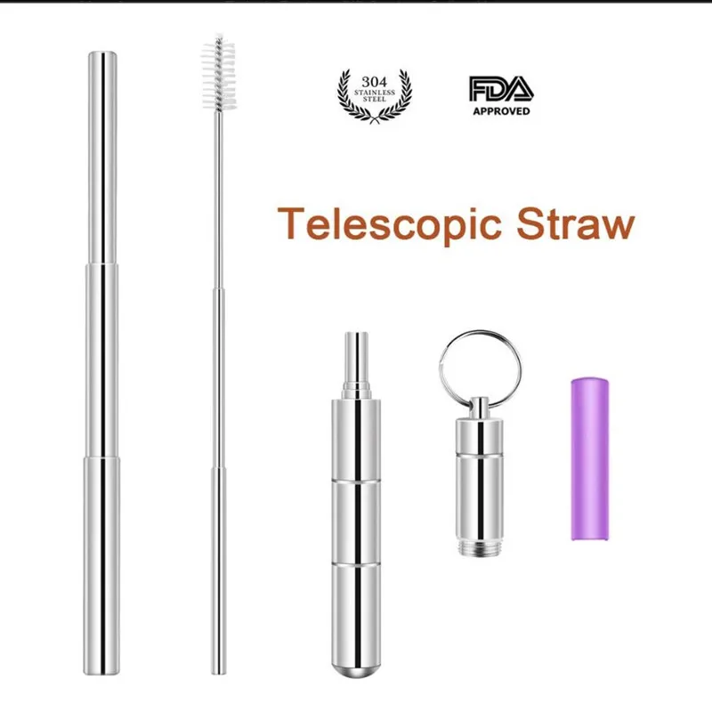 

With certificate Approval , The collapsible drinking straws for travel and metal telescopic stainless steel straw