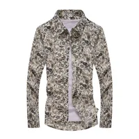 

Allover Floral Printed Mens Spring Autumn Long Sleeve Fashion Casual Plus Size Shirts For Men