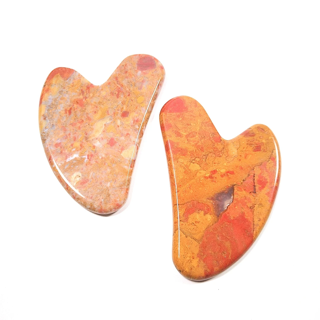 

natural jade mookaite jasper board for facial skincare smooth edge heart gua sha scraping massage tool