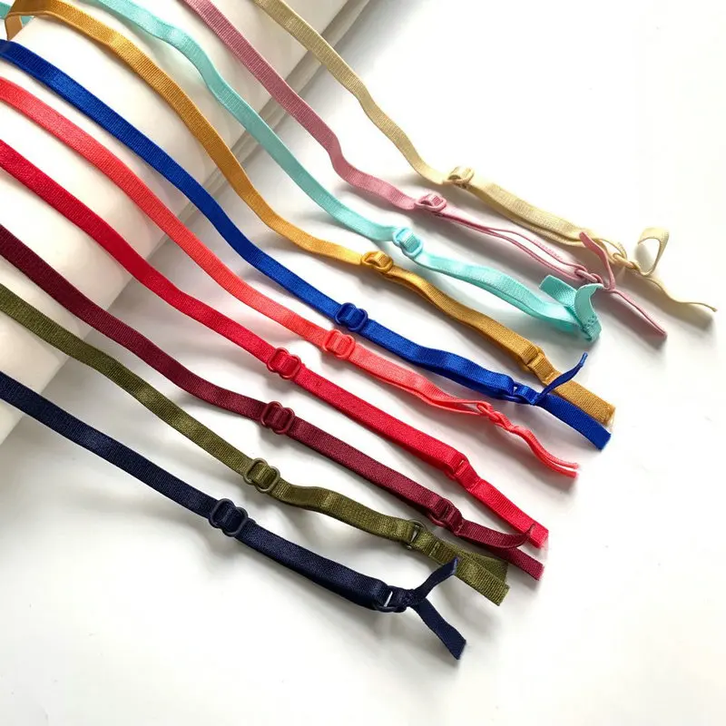 

Bra accessory 6MM*52CM Multi colors Nylon spandex soft bra adjustable strap with clip, Any color available