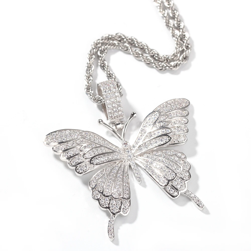 Custom Iced Out Pendant Photo Wings Bling CZ Necklace, Personalized