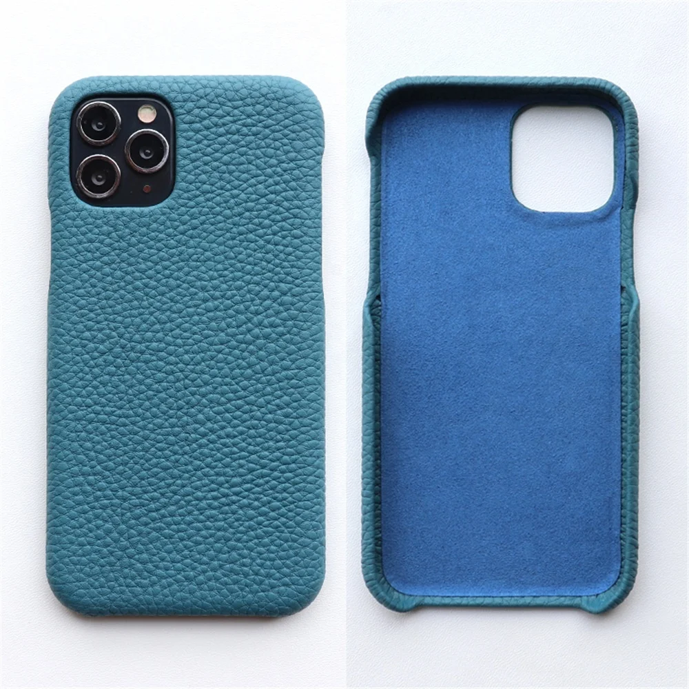 

For Iphone 11 Pro Max Slim Handcraft Wrapped Premium Leather Pebble Grain Phone Case Support Wireless Charging