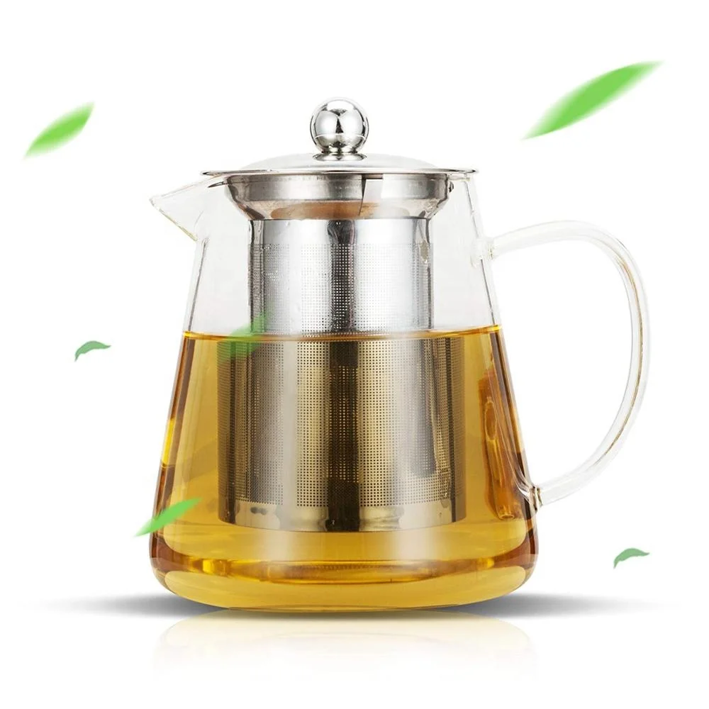 

Chinese Hot Sale Tea Pot Borosilicate Glass with 304 Stainless Steel Infuser Blooming Tea Maker and Tea Set, Transparent