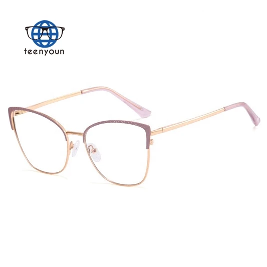 

Teenyoun Eyewear Anti Blue Ray Computer Glasses Custom Womens Cat Eye Metal Frame Candy Color Frames Minus Newest