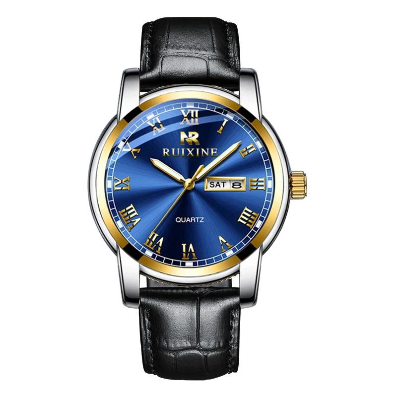 

Excel clear male wrist quartz watches for 24 hour exactime Shenzhen model, Silver/ blue/gold