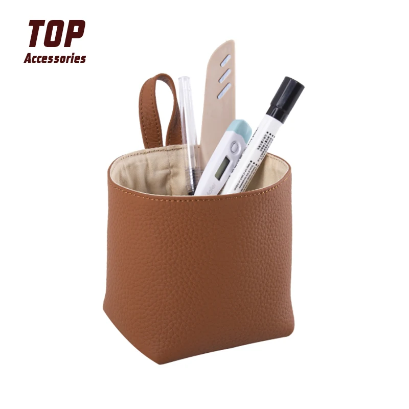 

High Quality Genuine Leather Tray Boxes Desktop Storage Baskets