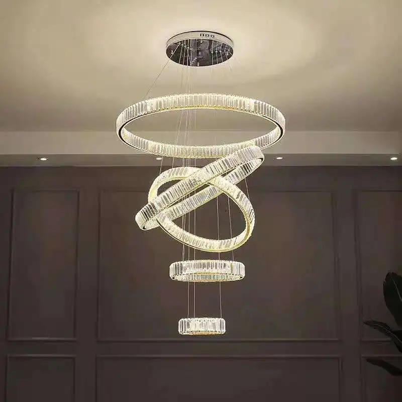 Customizable Large Staircase Hotel Lamp Home Decoration  Luxury  Modern LED Crystal  Chandelier